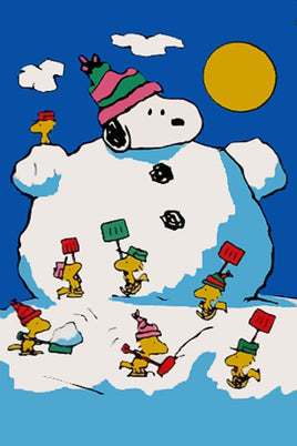 Peanuts Double - Sided Flag - Snoopy Snowman - snoopn4pnuts.com