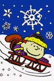 Peanuts Double-Sided Flag - Linus Sledding