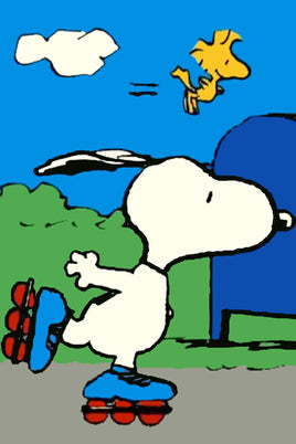 Peanuts Double - Sided Flag - Snoopy Rollerblader - snoopn4pnuts.com