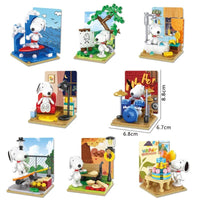 Snoopy Lego Blocks - Style Figurine Display - Reading - snoopn4pnuts.com