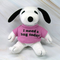 Snoopy Plush Doll With Message T-Shirt - I Need A Hug Today!