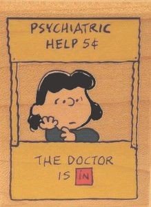 "The Doctor Is In" (Psych Booth) Rubber Stamp - Used But MINT/LIKE NEW Condition - snoopn4pnuts.com