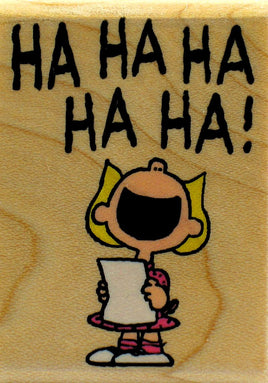 "Ha - Ha - Ha!" Sally Laughing RUBBER STAMP - snoopn4pnuts.com