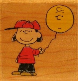 Lucy Holding Balloon Rubber Stamp