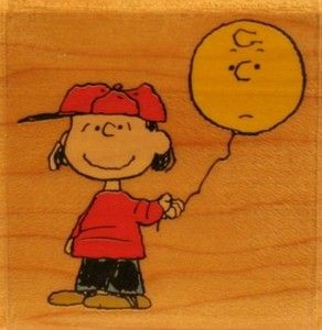 Lucy Holding Balloon Rubber Stamp
