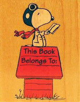 Snoopy Flying Ace Book Plate RUBBER STAMP