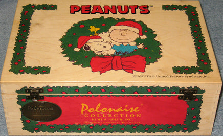 ADLER 40th ANNIVERSARY PEANUTS POLONAISE ORNAMENT SET IN DECORATIVE WOOD BOX - RARE! (MINT/NEAR MINT) - snoopn4pnuts.com