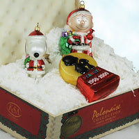 ADLER 40th ANNIVERSARY PEANUTS POLONAISE ORNAMENT SET IN DECORATIVE WOOD BOX - RARE! (MINT/NEAR MINT) - snoopn4pnuts.com