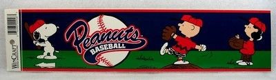 Peanuts Gang Baseball Vinyl Bumper Sticker - On Sale!