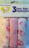 Baby Snoopy Wash Cloth Set - Pink