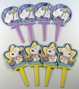 Baby Snoopy Reusable Plastic And Paper Cake Party Picks Set (8)
