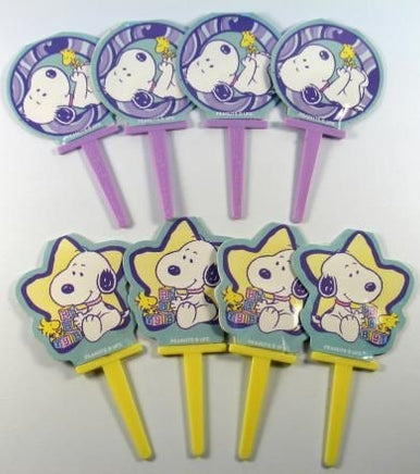 Baby Snoopy Reusable Plastic And Paper Cake Party Picks Set (8)