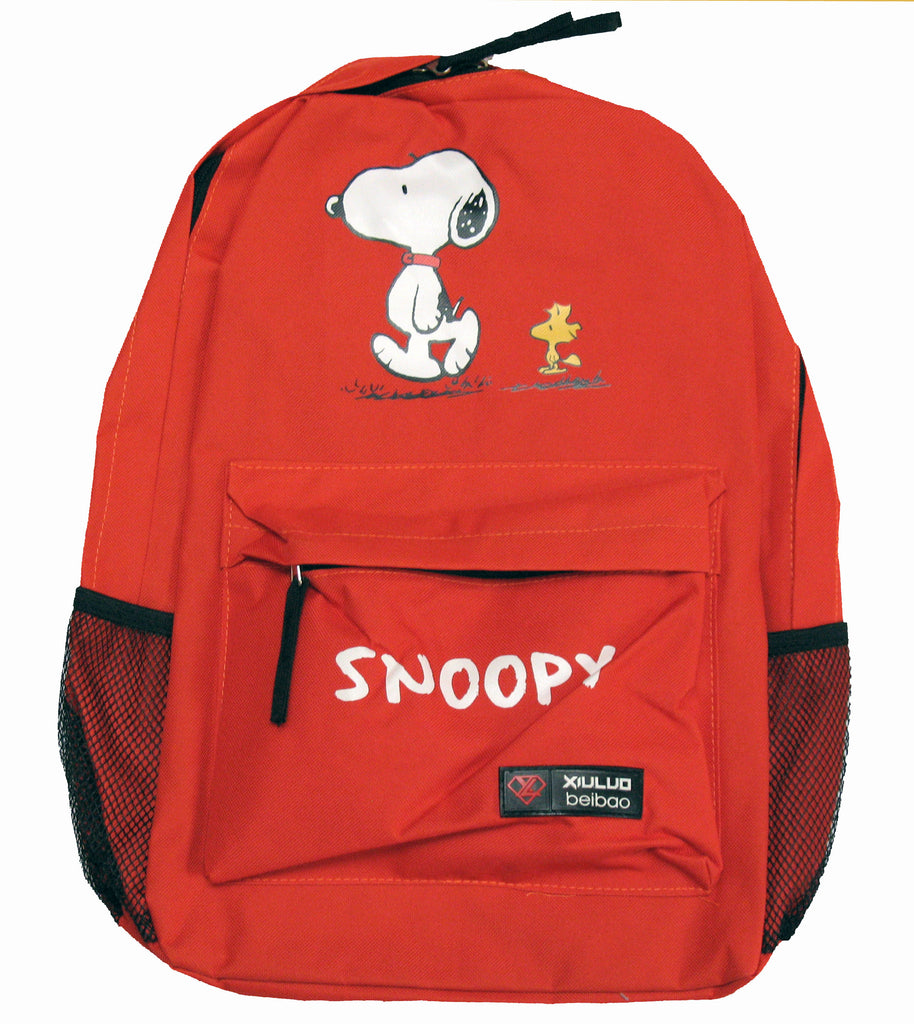 Snoopy and Woodstock Full-Size Nylon Canvas Backpack - Orange