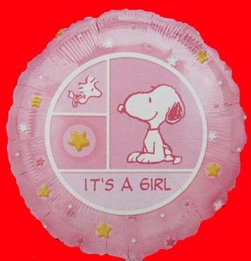 Baby Girl Snoopy Balloon (New But Near Mint/Minor Fading Along Edges) - snoopn4pnuts.com