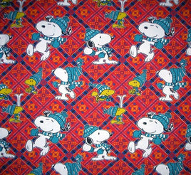 Vintage Peanuts Gang Flannel Flat Sheet - Winter Fun - snoopn4pnuts.com