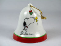 Mid-1970's Peanuts Porcelain Christmas Bell Ornament - Merry Christmas Little Friend... (New But Near Mint)