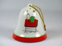 Mid-1970's Peanuts Porcelain Christmas Bell Ornament - Peace On Earth