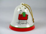 Mid-1970's Peanuts Porcelain Christmas Bell Ornament - Peace On Earth
