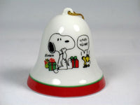 Mid-1970's Peanuts Porcelain Christmas Bell Ornament - Woodstock Christmas Goose