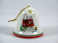 Mid-1970's Peanuts Porcelain Christmas Bell Ornament - I Never Take Chances