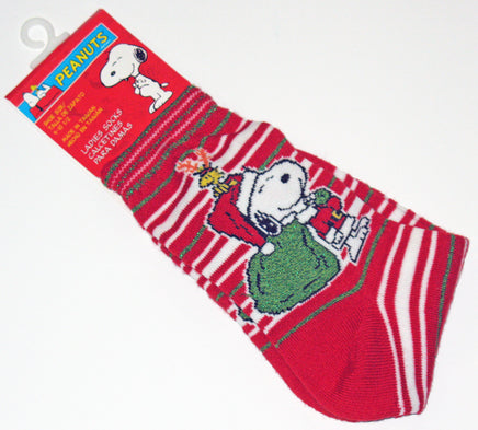 Snoopy Santa Christmas Crew - Length Socks With Glitter Accents - snoopn4pnuts.com