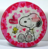SNOOPY VALENTINE'S DAY LENTICULAR PINBACK BUTTON - BE MINE!