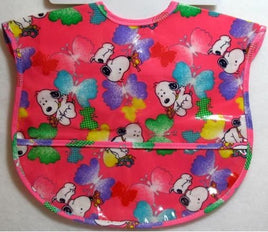 Baby Snoopy Laminated Vinyl Baby Bib - Pink