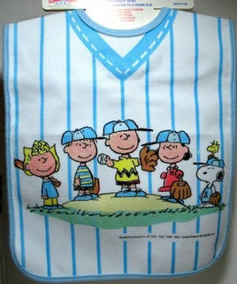 Peanuts Gang Baseball-Style Snap Neck Feeder Bib