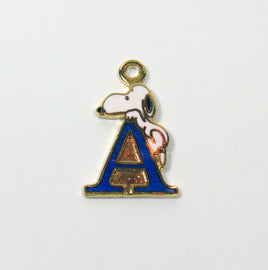 Snoopy Alphabet Cloisonne Charm - Blue "A" - snoopn4pnuts.com
