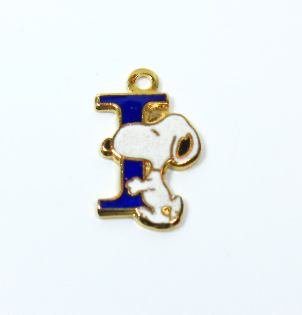 Snoopy Alphabet Cloisonne Charm - Blue "I"