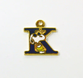Snoopy Alphabet Cloisonne Charm - Blue "K"