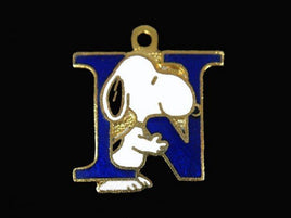 Snoopy Alphabet Cloisonne Charm - Blue "N" - snoopn4pnuts.com