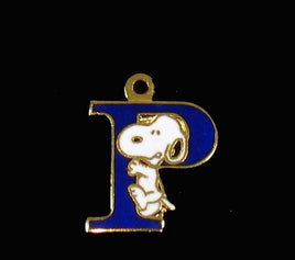 Snoopy Alphabet Cloisonne Charm - Blue "P" - snoopn4pnuts.com