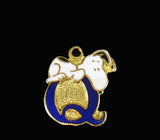 Snoopy Alphabet Cloisonne Charm - Blue "Q"