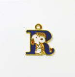 Snoopy Alphabet Cloisonne Charm - Blue "R"