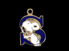 Snoopy Alphabet Cloisonne Charm - Blue "S"