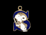 Snoopy Alphabet Cloisonne Charm - Blue "S"