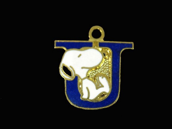 Snoopy Alphabet Cloisonne Charm - Blue "U"