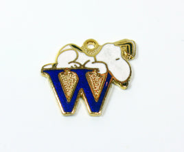 Snoopy Alphabet Cloisonne Charm - Blue "W" - snoopn4pnuts.com