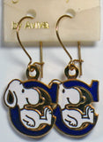 Snoopy Alphabet Cloisonne Latch Back Earrings - Blue "C"