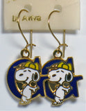 Snoopy Alphabet Cloisonne Latch Back Earrings - Blue "G"