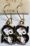 Snoopy Alphabet Cloisonne Latch Back Earrings - Blue "S"