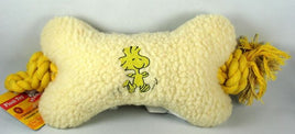 Woodstock Plush Sherpa Squeaker Bone Rope Toy