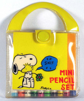 Snoopy Mini Colored Pencil and Notepad Set (Several Pencils and Note Pad Lightly Used) - snoopn4pnuts.com