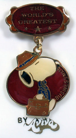 Snoopy Awards Dangling Enamel Pin - World's Greatest Businessman