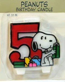 Snoopy Number 5 Vintage Birthday Candle
