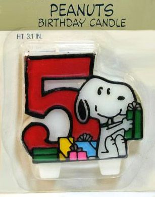 Snoopy Number 5 Vintage Birthday Candle