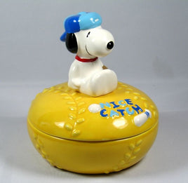 Snoopy Baseball Shaped Candy or Trinkets Dish - Nice Catch