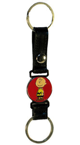 Charlie Brown Leather Double-Ring Key Chain