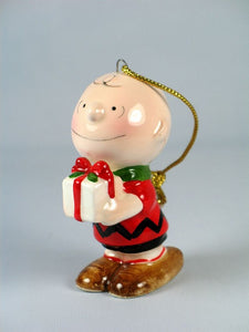 1975 Charlie Brown Holding Christmas Gift Ornament